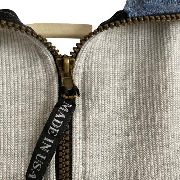 Retro Gray Blue Lake Tahoe California Sporty Preppy Quarter Zip Jacket Sz Large - Picture 7 of 16